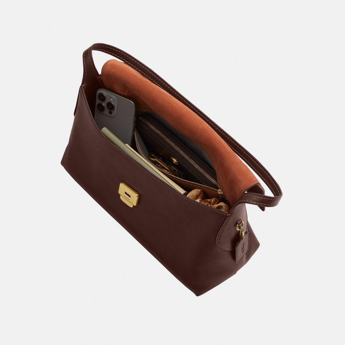 CDS62-Natural Grain Leather Chelsea Shoulder Bag 36-B4/Maple