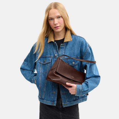 CDS62-Natural Grain Leather Chelsea Shoulder Bag 36-B4/Maple