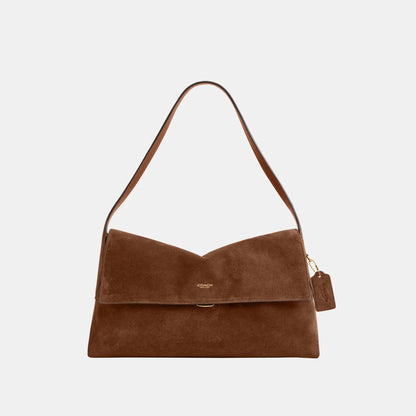 CDT20-Ny Flap Suede Shoulder Bag Medium-B4/Warm Brown