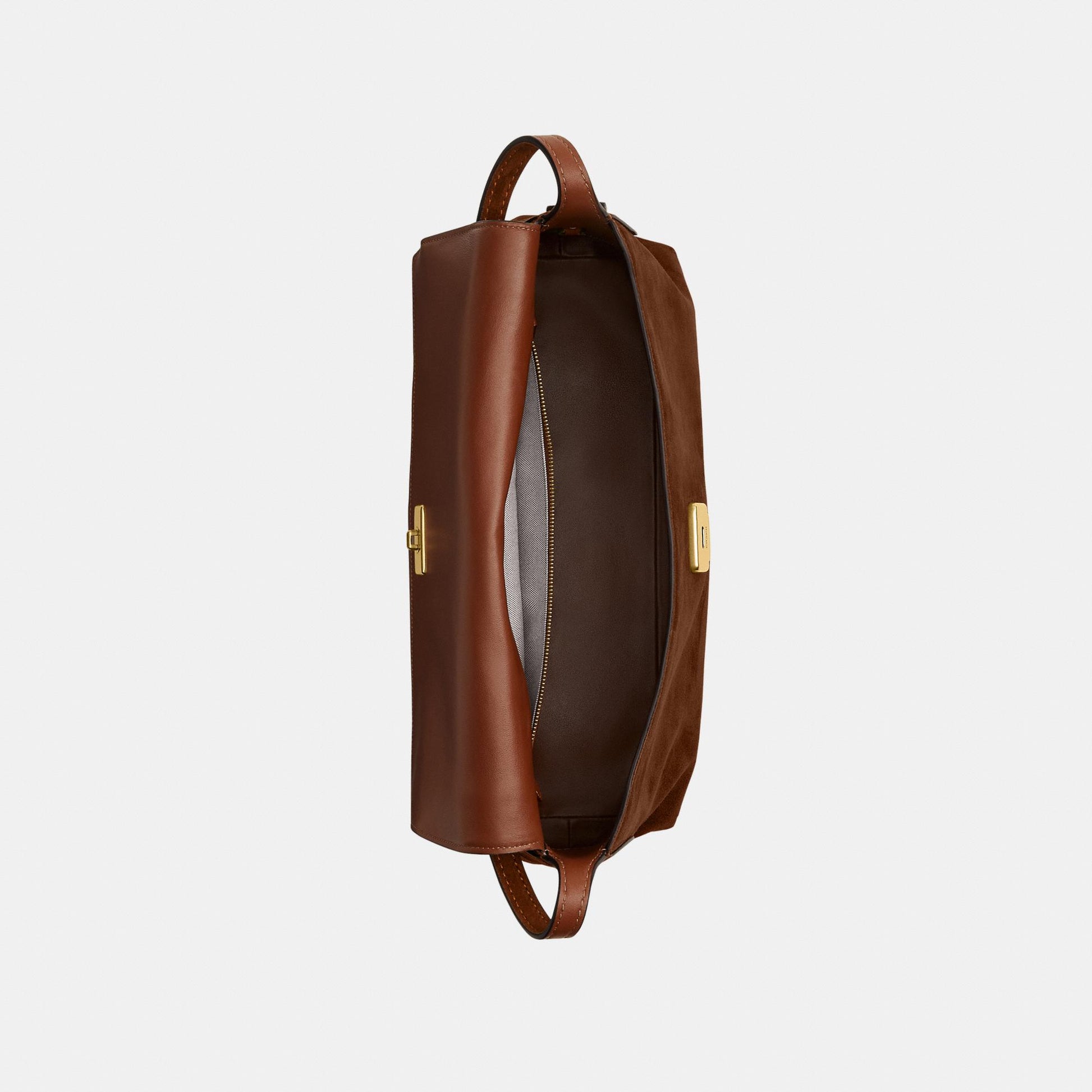CDT20-Ny Flap Suede Shoulder Bag Medium-B4/Warm Brown