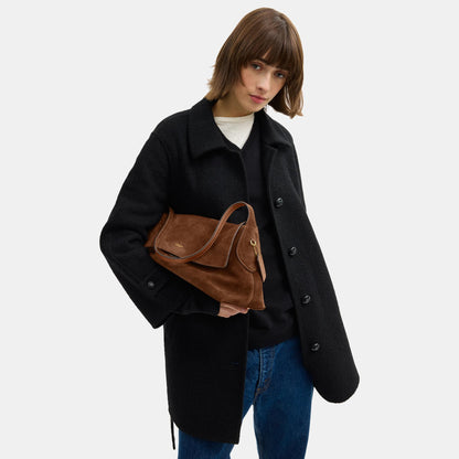 CDT20-Ny Flap Suede Shoulder Bag Medium-B4/Warm Brown