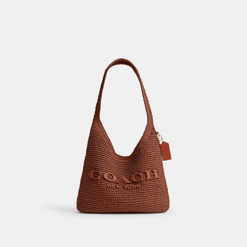 CDU75-Refined Weave Straw Brooklyn Shoulder Bag 28-B4/Clay