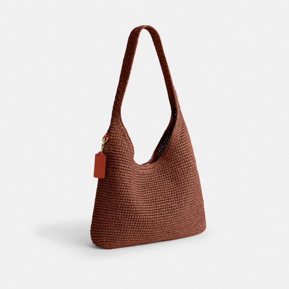 CDU75-Refined Weave Straw Brooklyn Shoulder Bag 28-B4/Clay