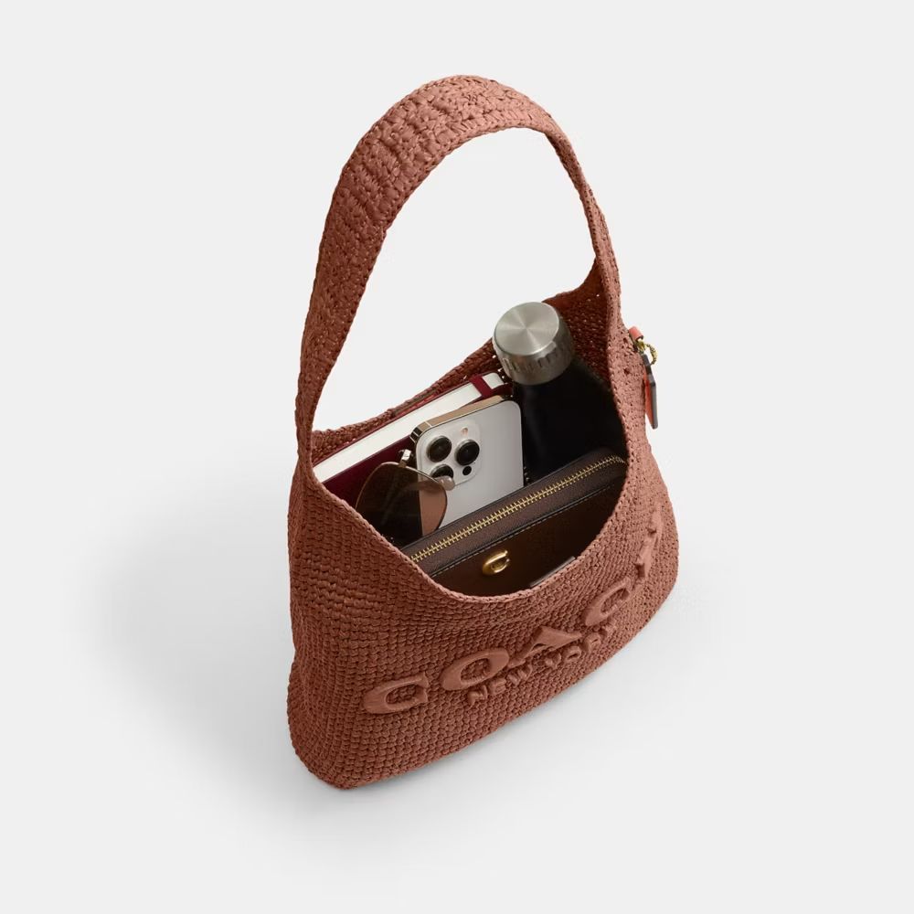 CDU75-Refined Weave Straw Brooklyn Shoulder Bag 28-B4/Clay