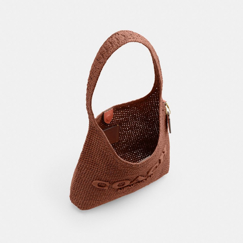 CDU75-Refined Weave Straw Brooklyn Shoulder Bag 28-B4/Clay