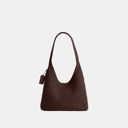 CDU75-Refined Weave Straw Brooklyn Shoulder Bag 28-B4/Maple