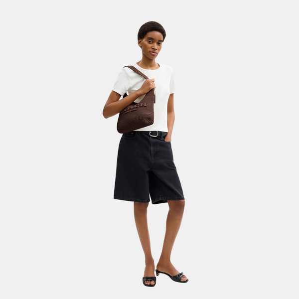 Refined Weave Straw Brooklyn Shoulder Bag 28