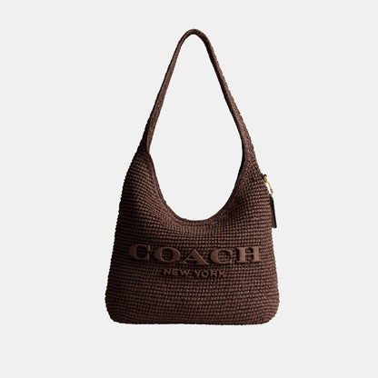 CDU75-Refined Weave Straw Brooklyn Shoulder Bag 28-B4/Maple