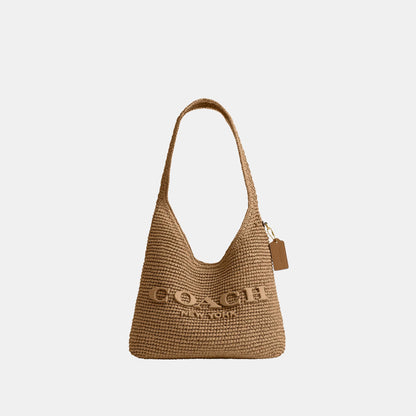 CDU75-Refined Weave Straw Brooklyn Shoulder Bag 28-B4/Natural