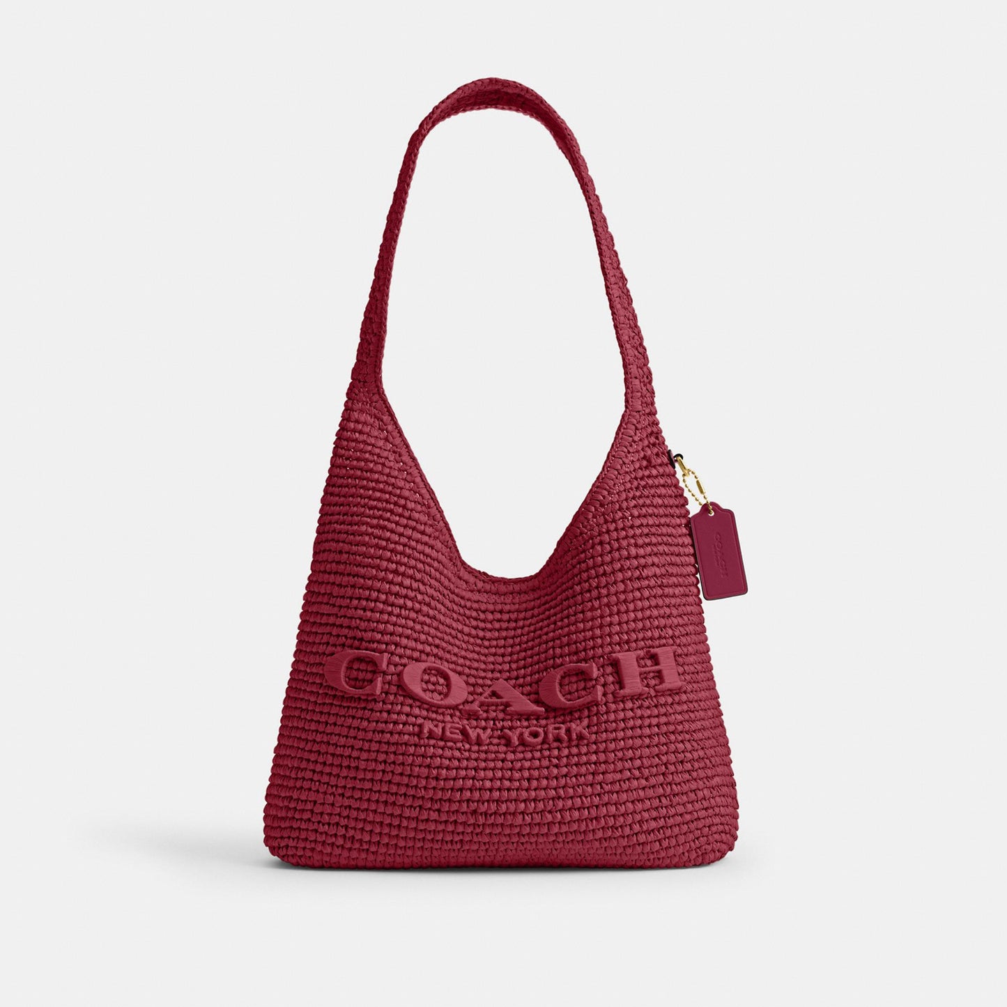 CDU75-Refined Weave Straw Brooklyn Shoulder Bag 28-B4/Dark Fuchsia