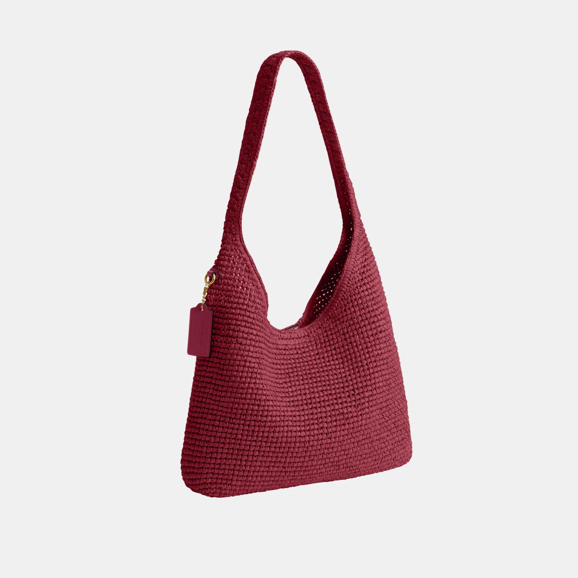 CDU75-Refined Weave Straw Brooklyn Shoulder Bag 28-B4/Dark Fuchsia