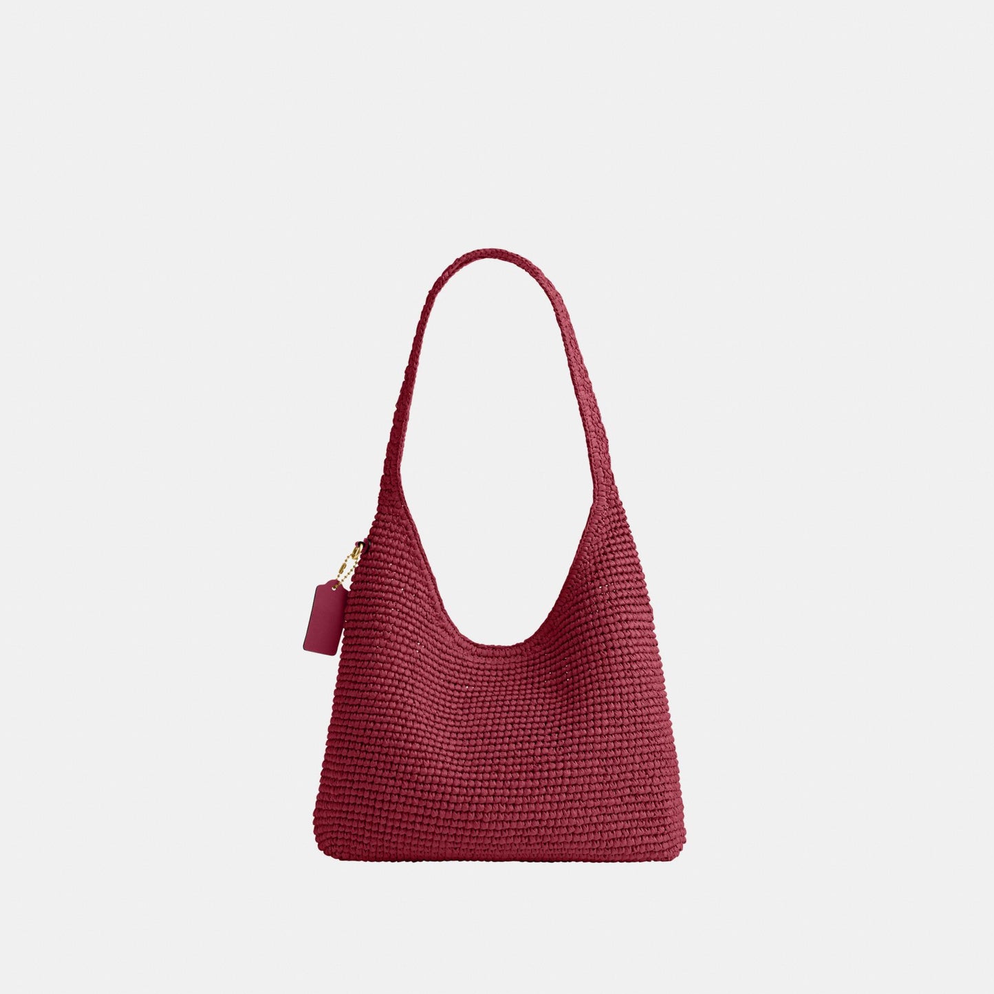 CDU75-Refined Weave Straw Brooklyn Shoulder Bag 28-B4/Dark Fuchsia