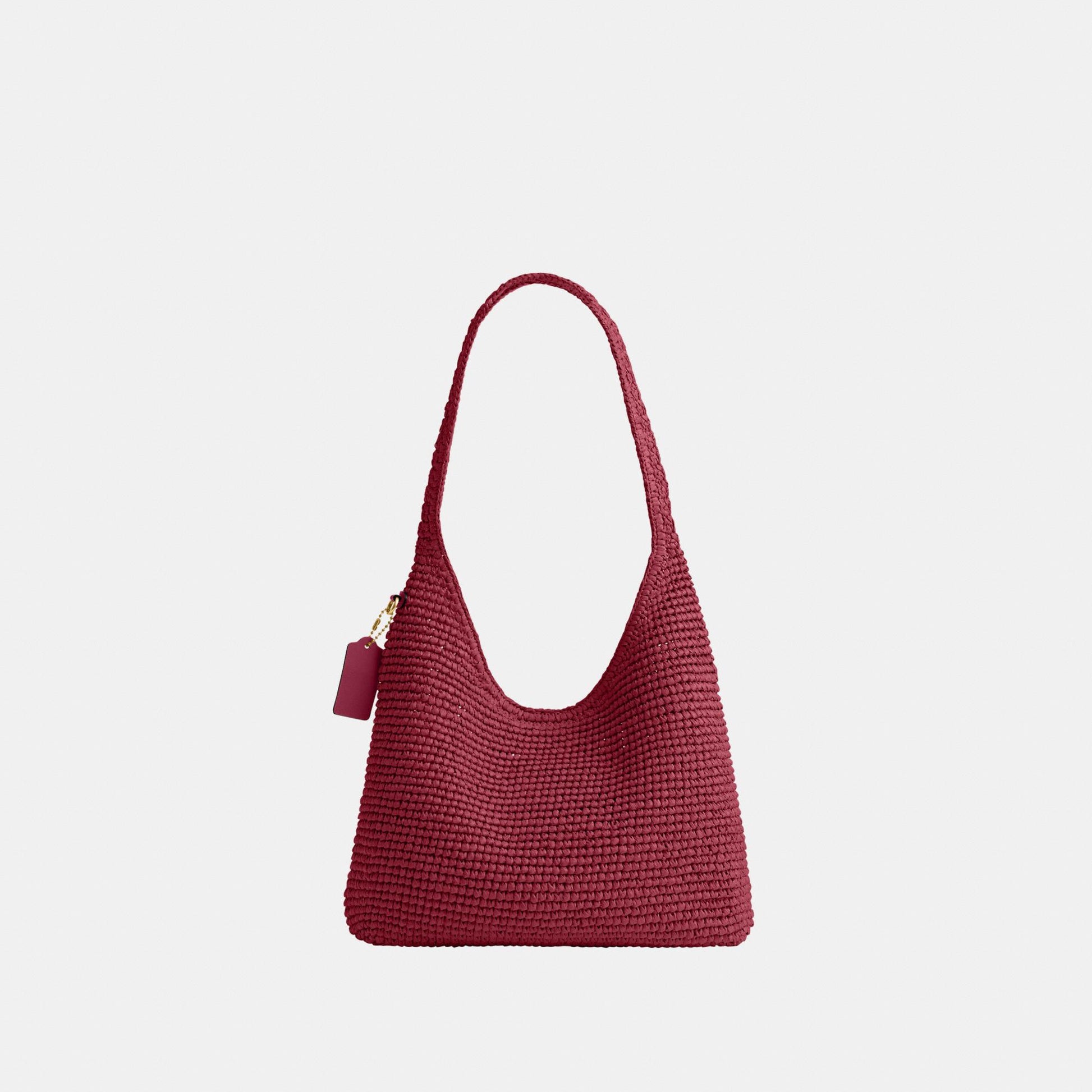 CDU75-Refined Weave Straw Brooklyn Shoulder Bag 28-B4/Dark Fuchsia