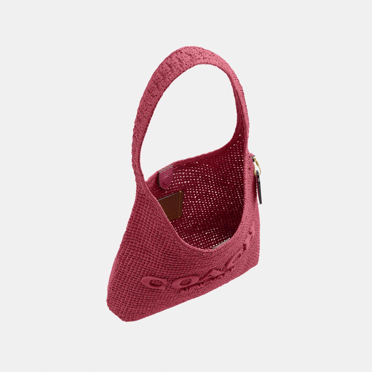 CDU75-Refined Weave Straw Brooklyn Shoulder Bag 28-B4/Dark Fuchsia