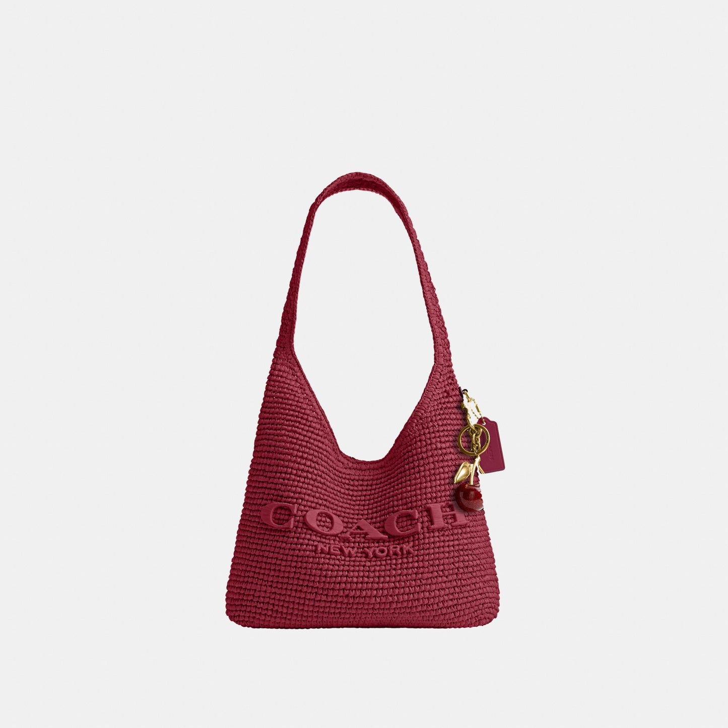 CDU75-Refined Weave Straw Brooklyn Shoulder Bag 28-B4/Dark Fuchsia