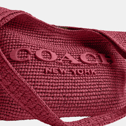 CDU75-Refined Weave Straw Brooklyn Shoulder Bag 28-B4/Dark Fuchsia