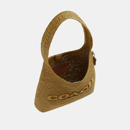 CDU75-Refined Weave Straw Brooklyn Shoulder Bag 28-B4/Muted Olive