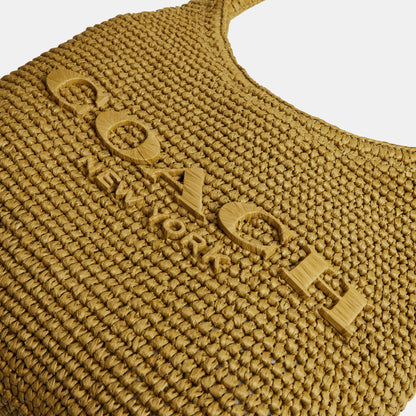CDU75-Refined Weave Straw Brooklyn Shoulder Bag 28-B4/Muted Olive