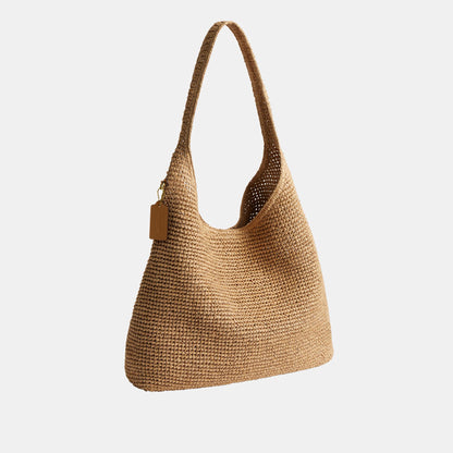 CDU76-Refined Weave Straw Brooklyn Shoulder Bag 39-B4/Natural