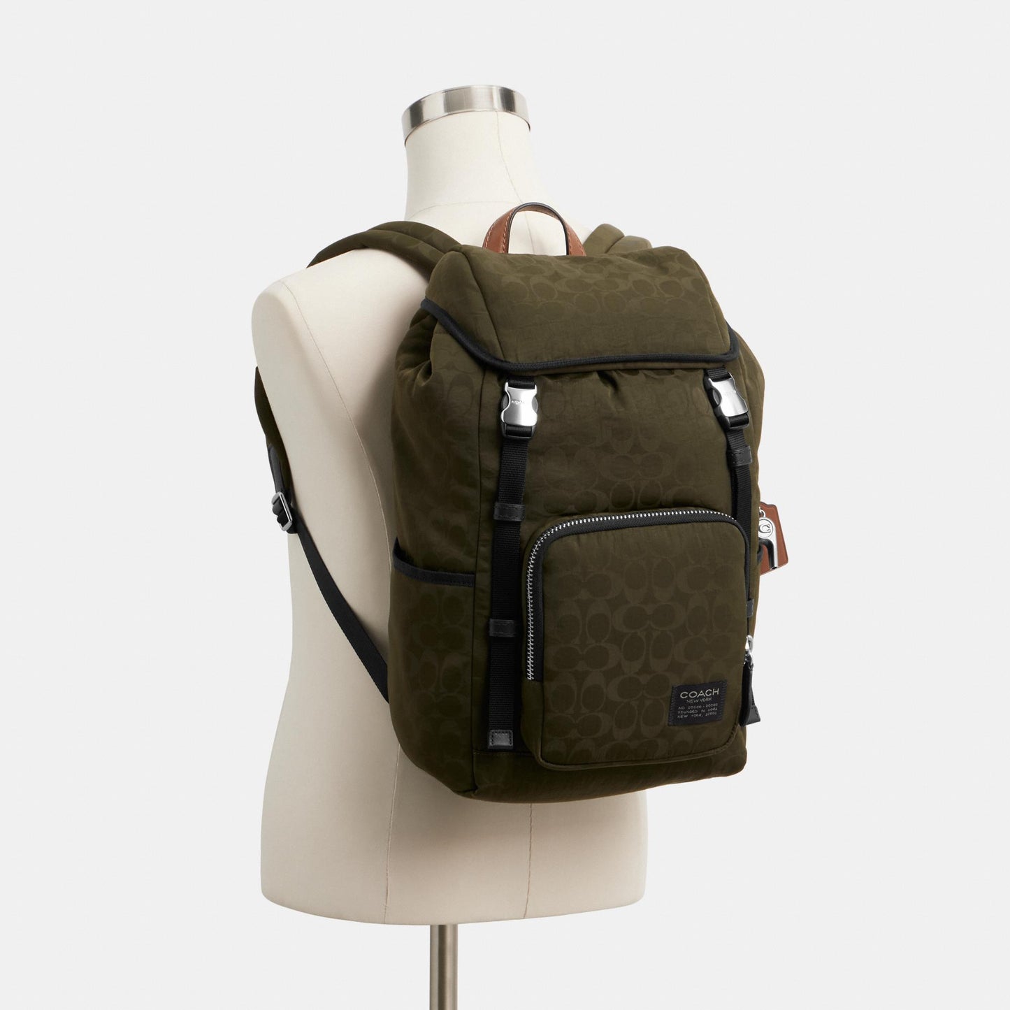 CDU99-Logan Backpack in Signature Nylon-Dark Moss