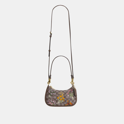 CDW65-Teri Mini Crossbody Bag in Signature Jacquard with Floral Embroidery-Im/Oak Multi