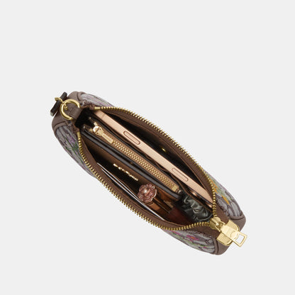 CDW65-Teri Mini Crossbody Bag in Signature Jacquard with Floral Embroidery-Im/Oak Multi