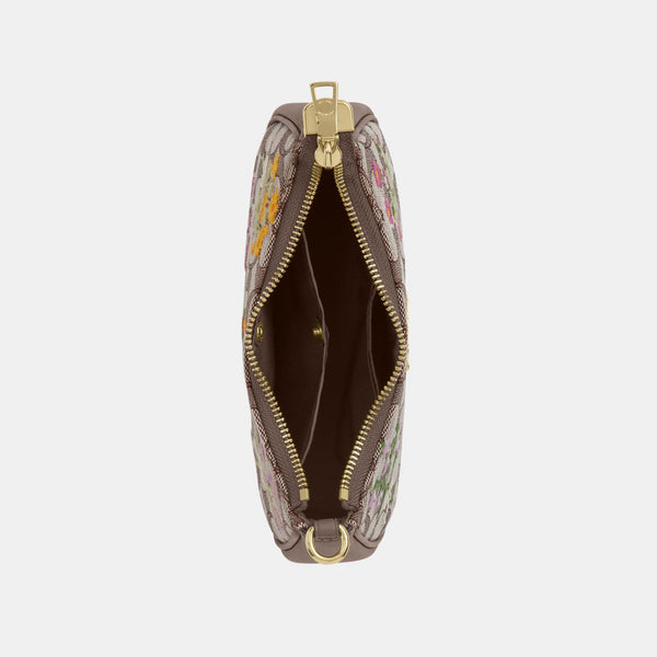 Teri Mini Crossbody Bag in Signature Jacquard with Floral Embroidery