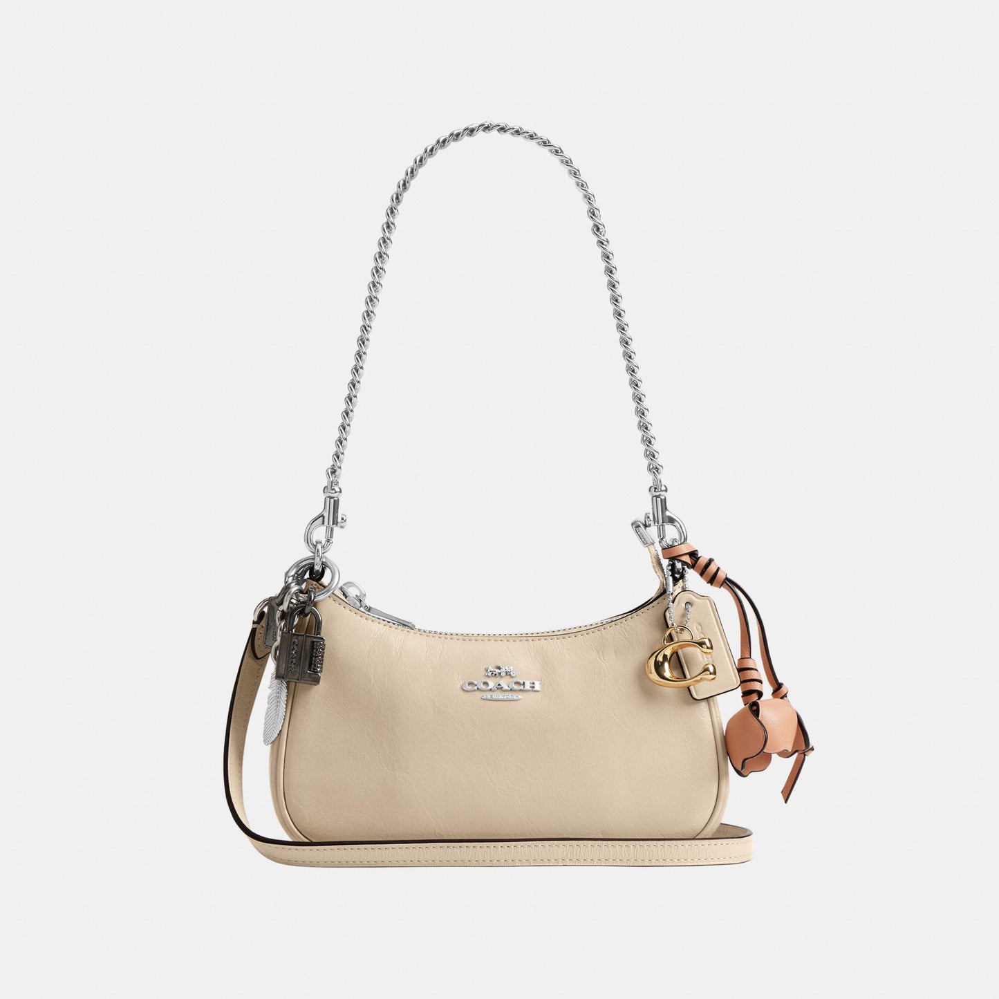 CDW67-Teri Mini Crossbody in Glazed Leather with Charms-Sv/Ivory
