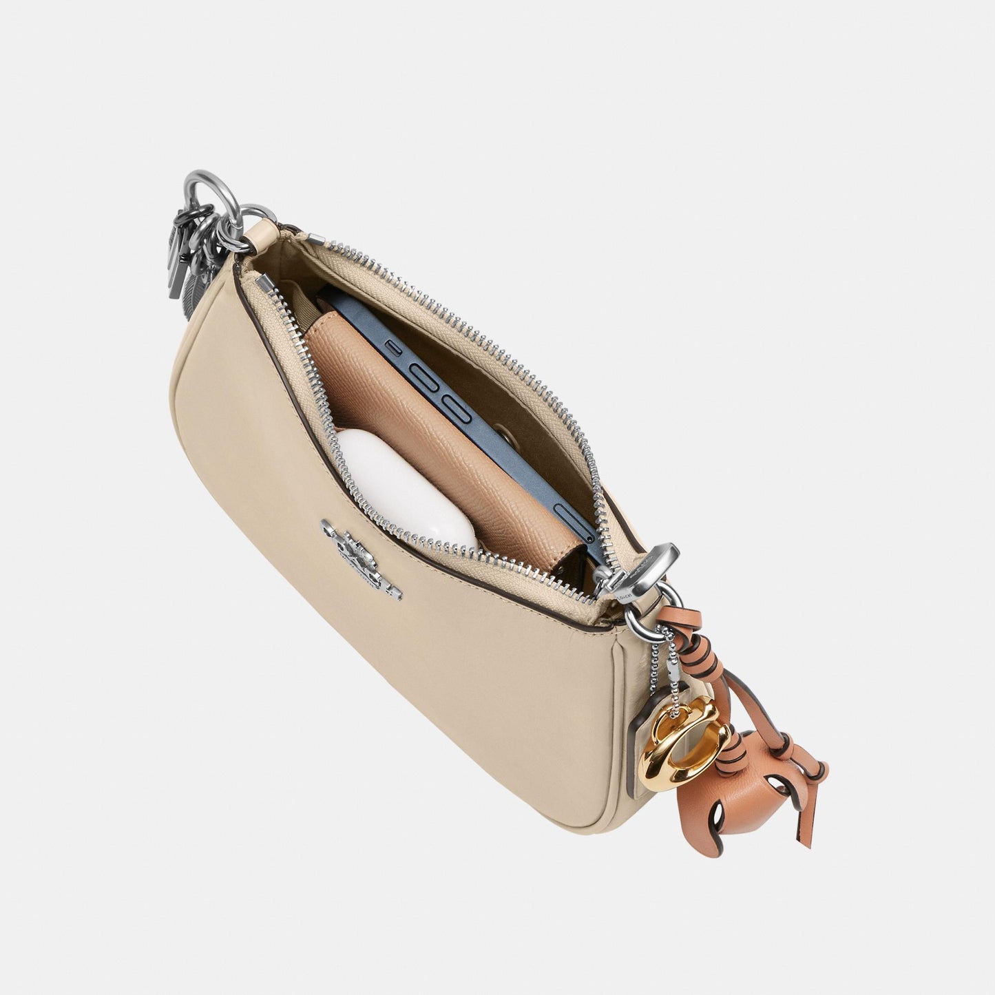 CDW67-Teri Mini Crossbody in Glazed Leather with Charms-Sv/Ivory