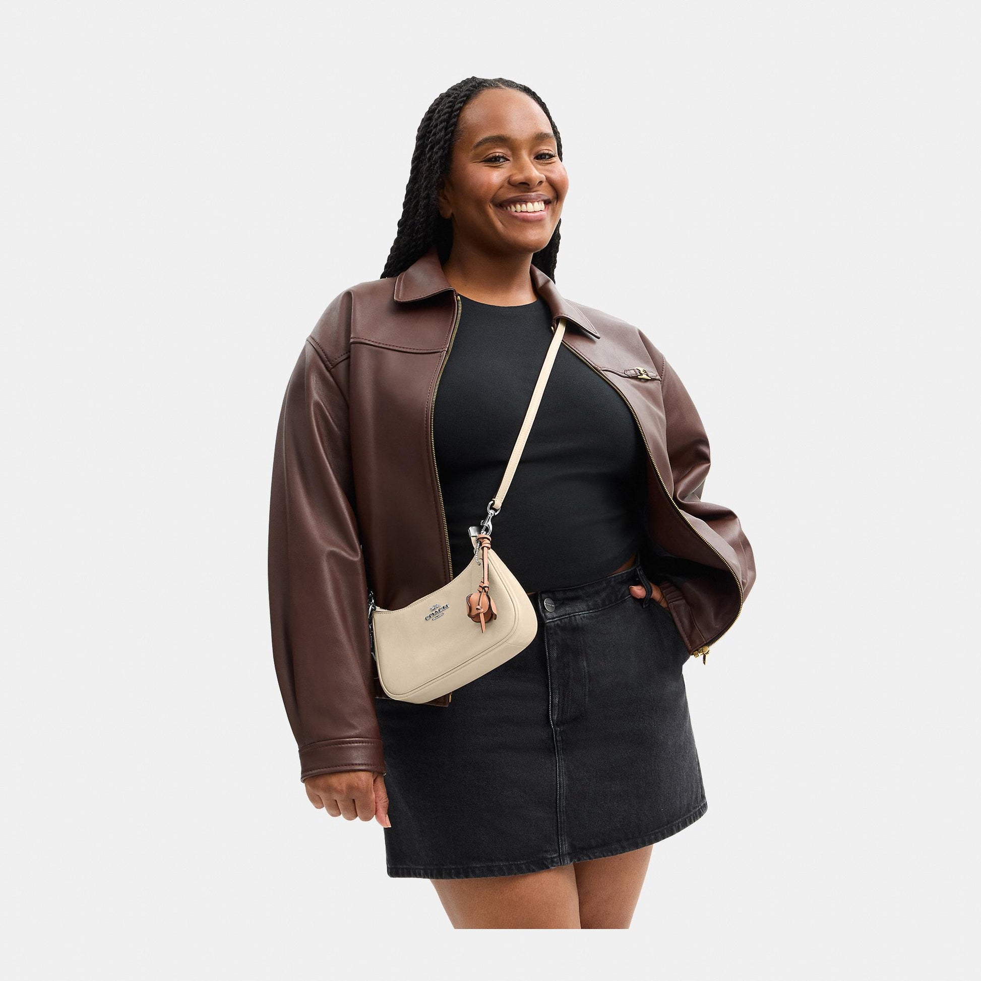 CDW67-Teri Mini Crossbody in Glazed Leather with Charms-Sv/Ivory