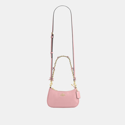 CDW68-Teri Mini Crossbody in Glazed Leather with Bow Strap-Im/Soft Pink