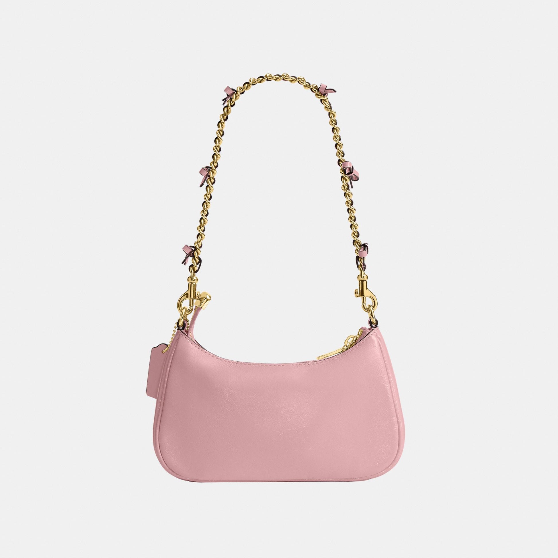 CDW68-Teri Mini Crossbody in Glazed Leather with Bow Strap-Im/Soft Pink