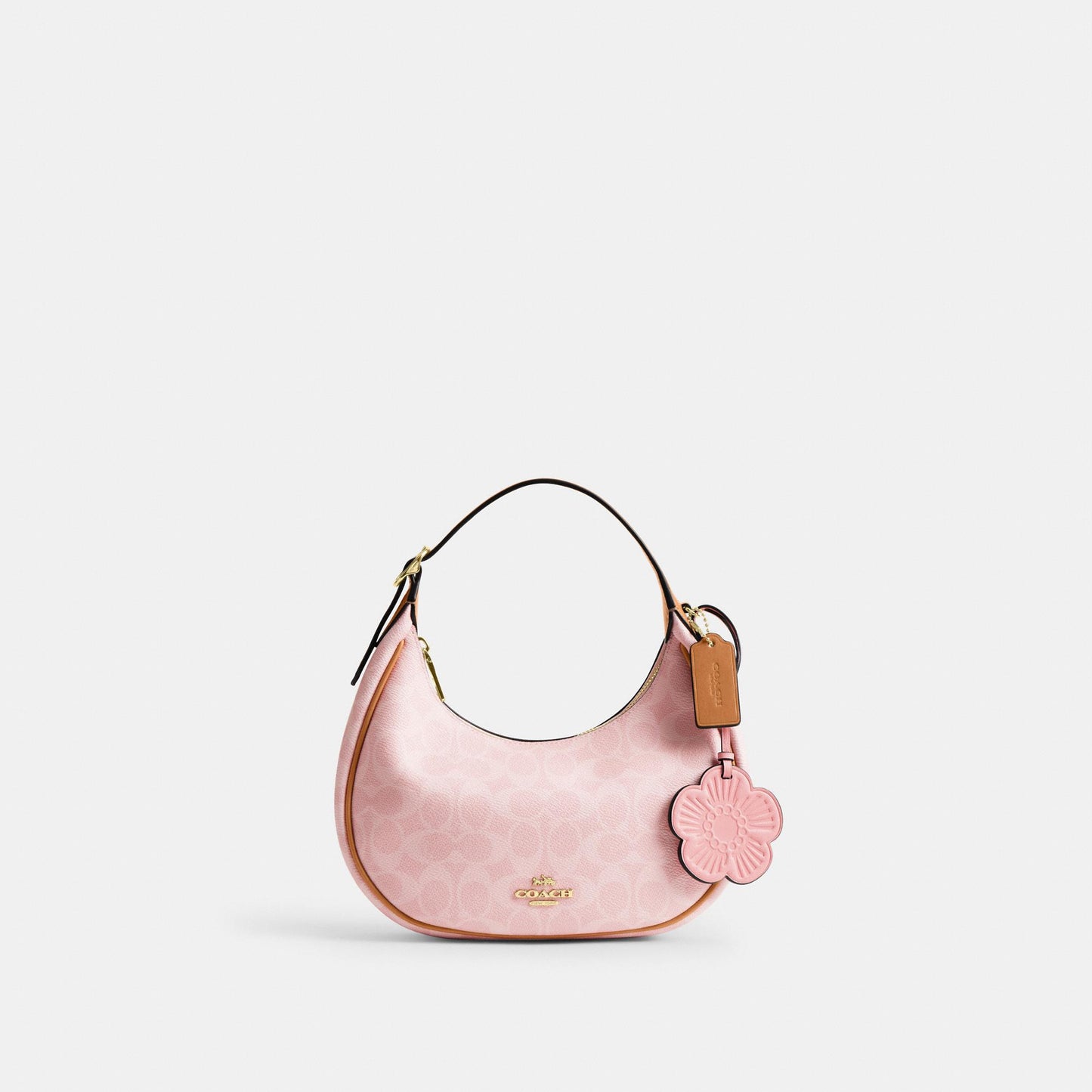 CDW86-Emily Mini Shoulder Bag in Signature Canvas with Heart Charm-Im/Powder Pink