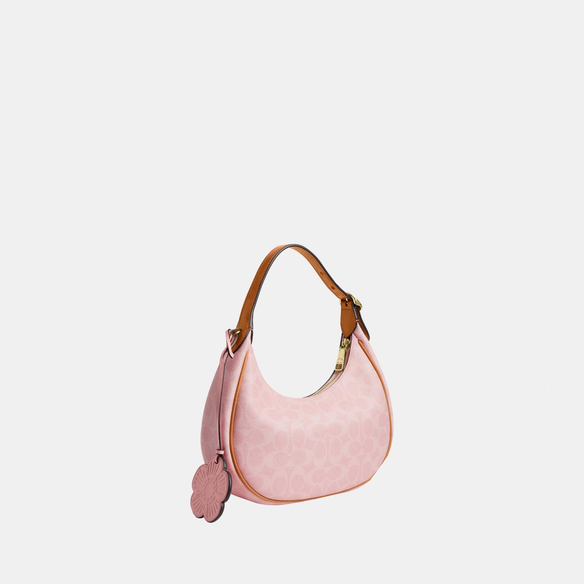 CDW86-Emily Mini Shoulder Bag in Signature Canvas with Heart Charm-Im/Powder Pink