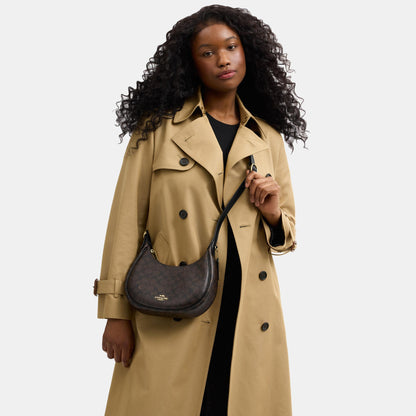 CDX17-Emily Mini Shoulder Bag in Signature Canvas-Im/Walnut/Black
