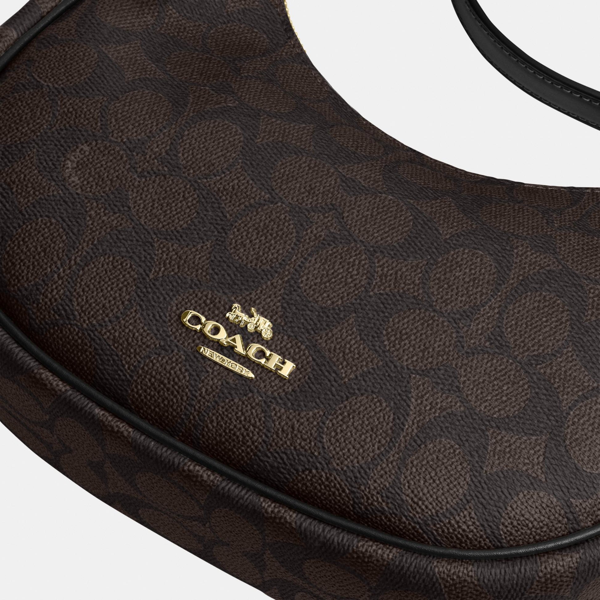 CDX17-Emily Mini Shoulder Bag in Signature Canvas-Im/Walnut/Black