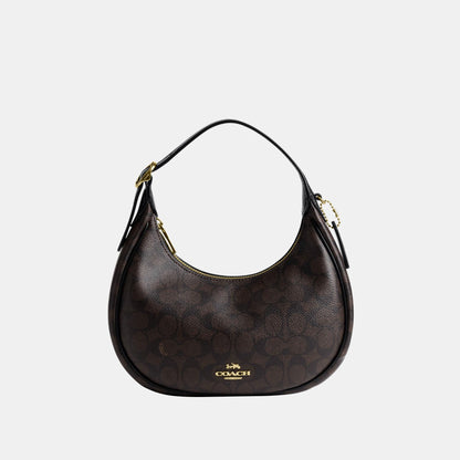 CDX17-Emily Mini Shoulder Bag in Signature Canvas-Im/Walnut/Black