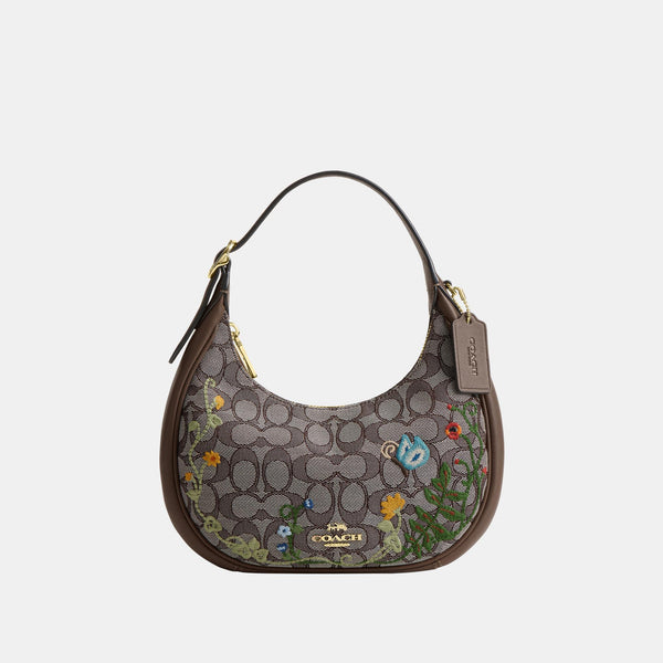Emily Shoulder Bag in Signature Jacquard with Floral Embroidery