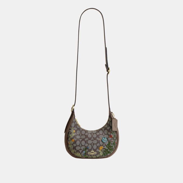 Emily Shoulder Bag in Signature Jacquard with Floral Embroidery
