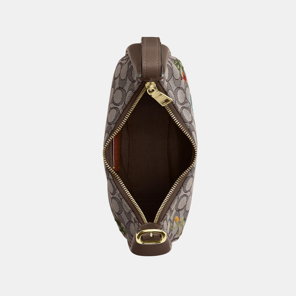 Emily Shoulder Bag in Signature Jacquard with Floral Embroidery