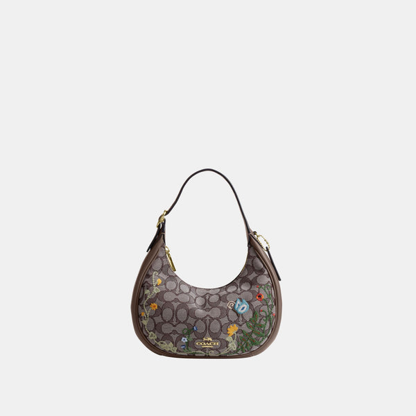 Emily Shoulder Bag in Signature Jacquard with Floral Embroidery