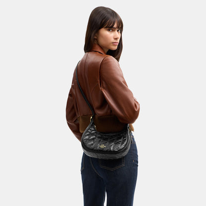 CDX21-Carmen Mini Crossbody in Glazed Leather with Quilting-Im/Black