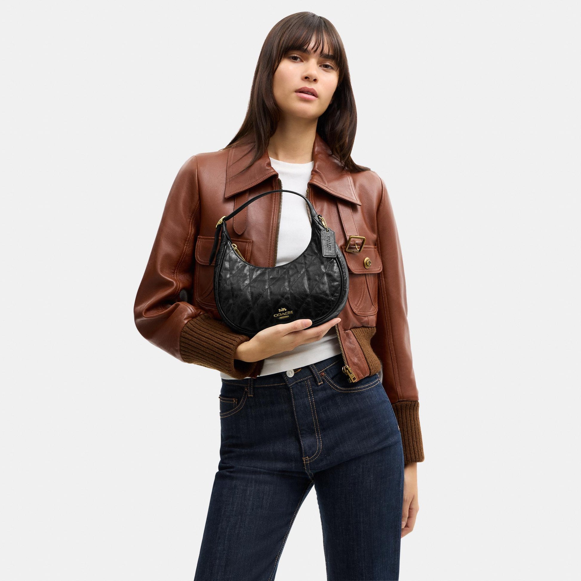 CDX21-Carmen Mini Crossbody in Glazed Leather with Quilting-Im/Black