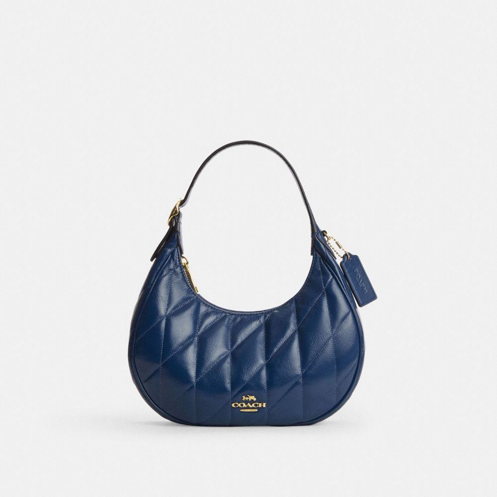 CDX21-Carmen Mini Crossbody in Glazed Leather with Quilting-Im/Deep Blue
