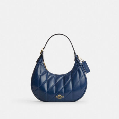 CDX21-Carmen Mini Crossbody in Glazed Leather with Quilting-Im/Deep Blue