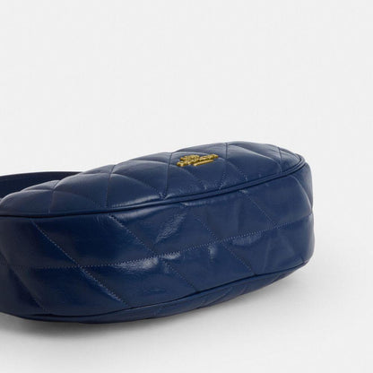 CDX21-Carmen Mini Crossbody in Glazed Leather with Quilting-Im/Deep Blue