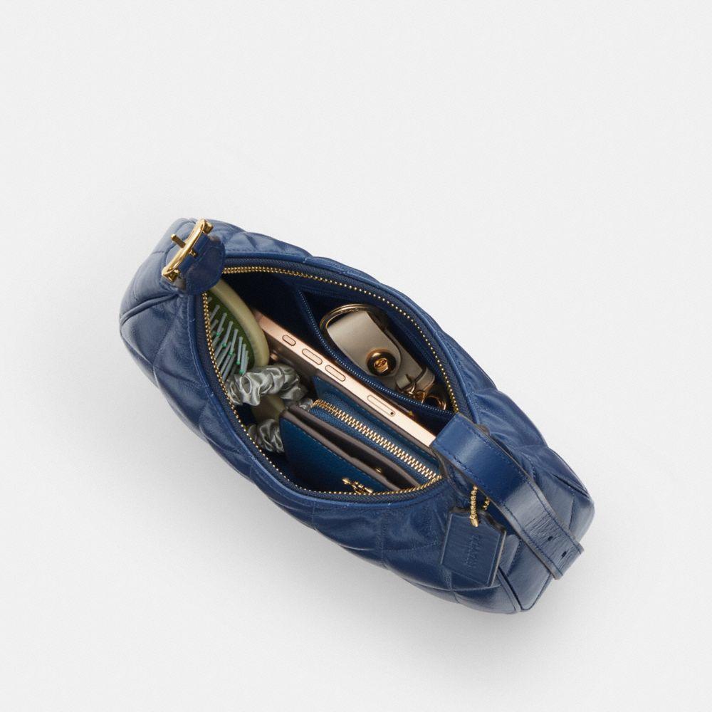 CDX21-Carmen Mini Crossbody in Glazed Leather with Quilting-Im/Deep Blue