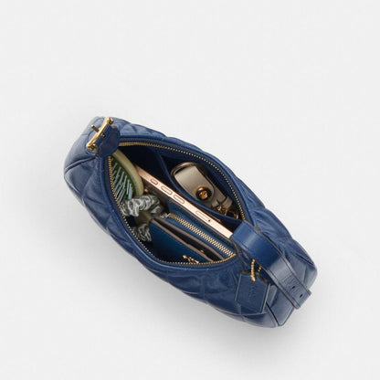 CDX21-Carmen Mini Crossbody in Glazed Leather with Quilting-Im/Deep Blue