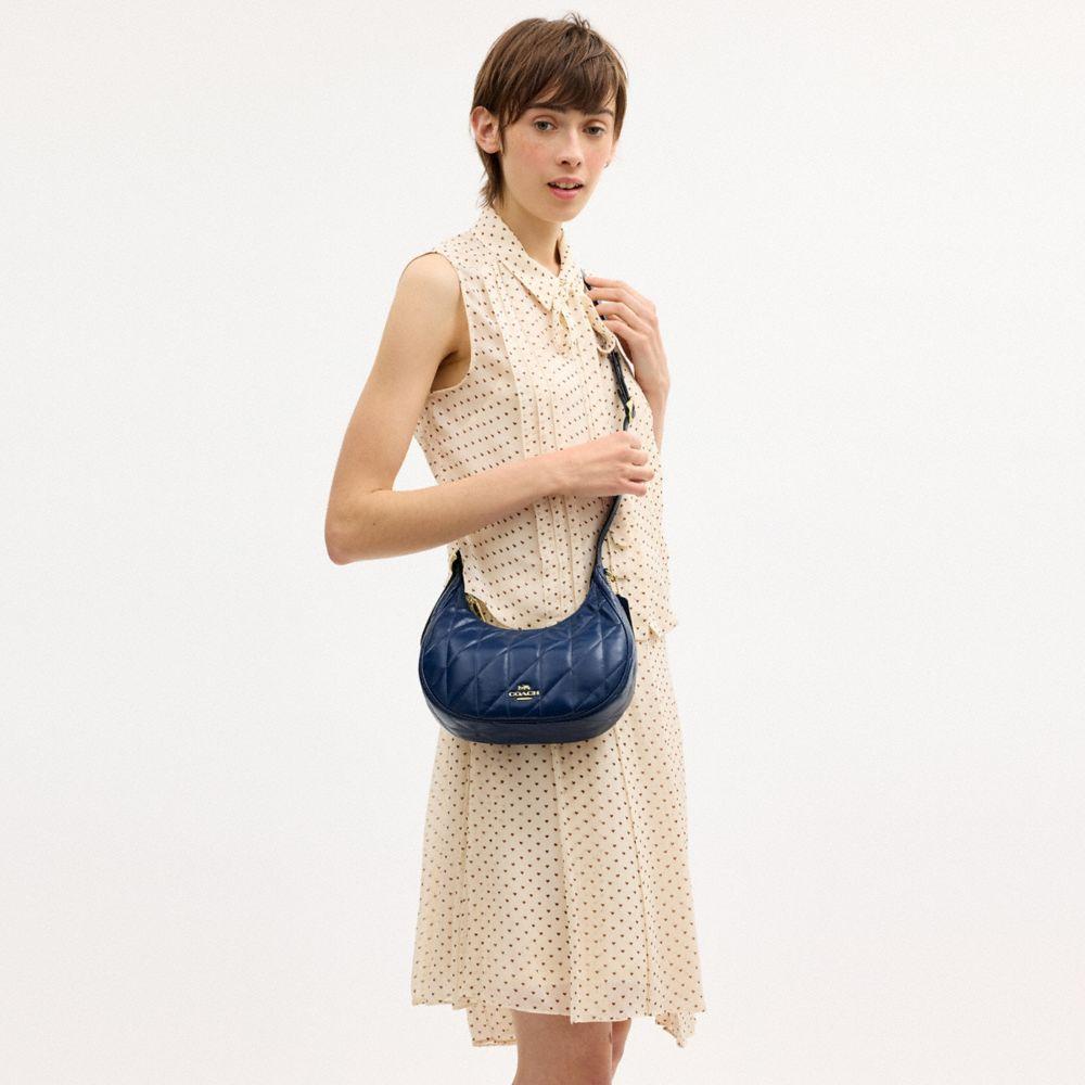 CDX21-Carmen Mini Crossbody in Glazed Leather with Quilting-Im/Deep Blue
