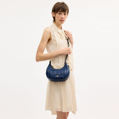 CDX21-Carmen Mini Crossbody in Glazed Leather with Quilting-Im/Deep Blue